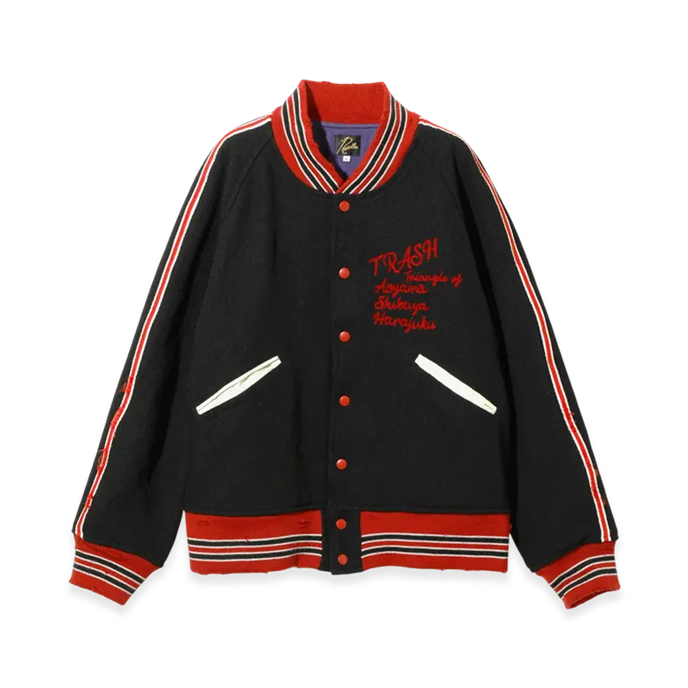 NEEDLES Deconstructed Lettered Jacket Wool Melton "Black"