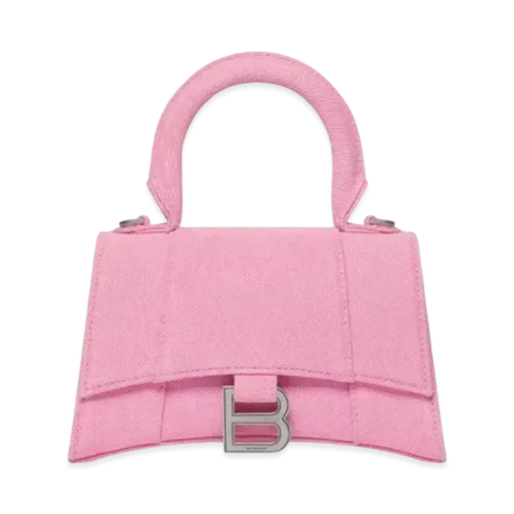 BALENCIAGA Hourglass Plus Small Denim Handbag "Pink"
