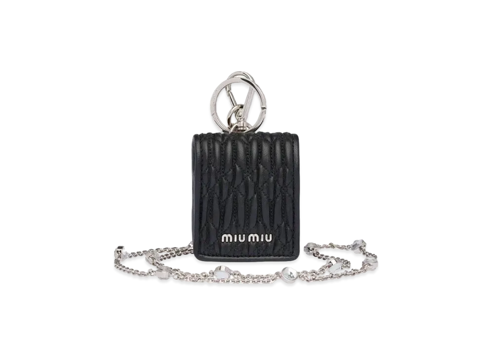 MIU MIU Crystal Nappa Leather Airpods Case "Black"