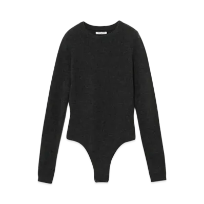 FUMIKA UCHIDA Cashmere Crew-neck Bodysuit "Charcoal"