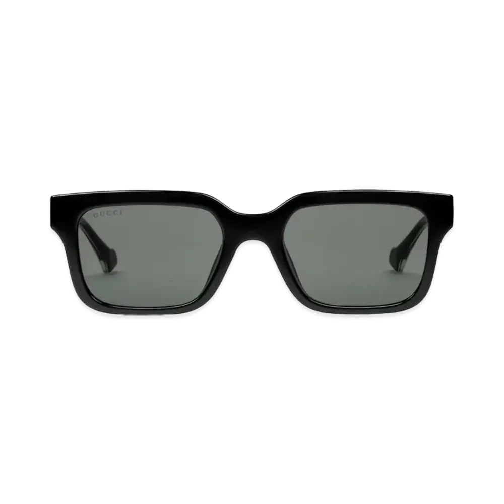 GUCCI Specialized Fit Rectangular Sunglasses "Shiny Black"