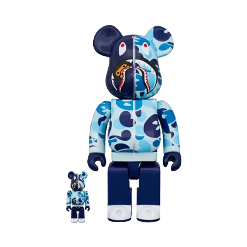 MEDICOM TOY "BEARBRICK" -BAPE- BABY MILO CAMO SHARK BLUE 100% & 400%