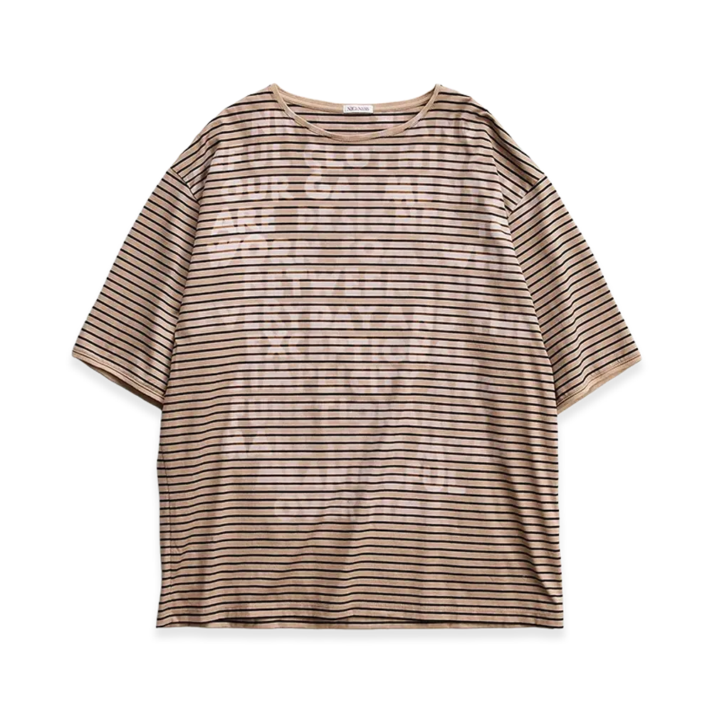 NICENESS Karl Hand-Stenciled Shirt Short Basque Tee "Brown"