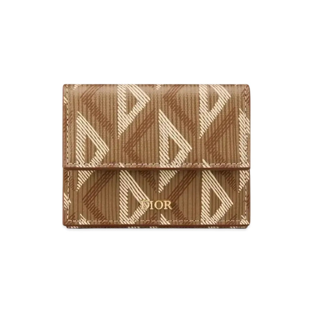 Dior Tri-Fold Wallet CD Diamond Canvas "Coffee"