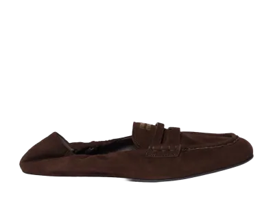 MIU MIU Women's Ruches Suede Loafers "Dark Brown"