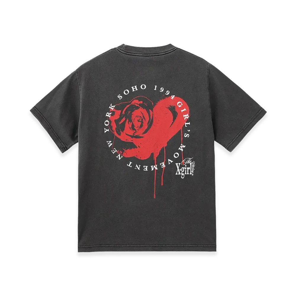 X-Girl Women's Faded Heart Rose Logo S/S Tee "Black"