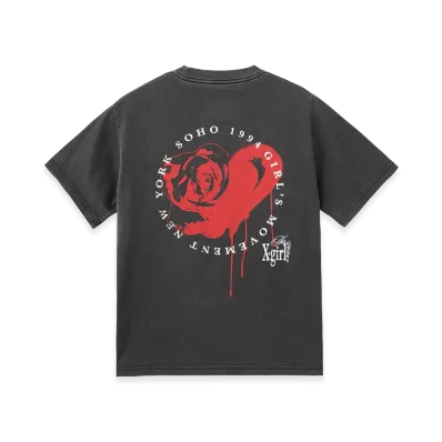 X-Girl Women's Faded Heart Rose Logo S/S Tee "Black"