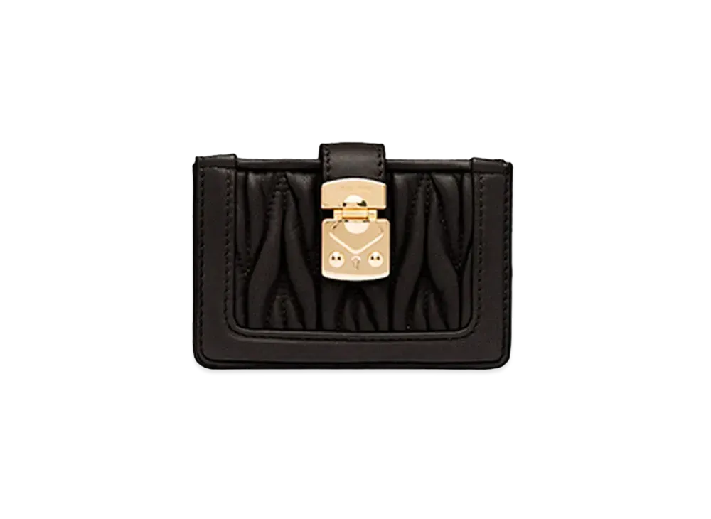 MIU MIU Materasse Rock Leather Card Holder "Black"