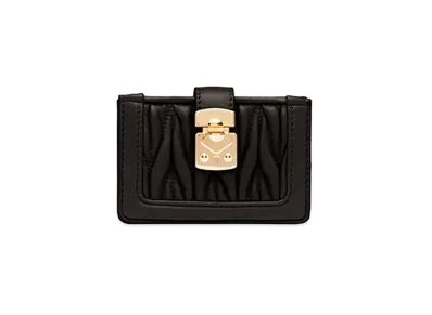 MIU MIU Materasse Rock Leather Card Holder "Black"