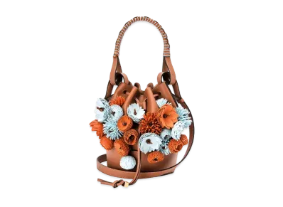 LOEWE Small Flowers Balloon Bag In Classic Calfskin "Tan / Multicolor"