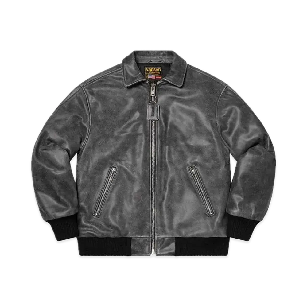 Supreme x Vanson Leathers Worn Leather Jacket "Black"