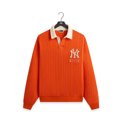 Kith x The New York Yankees Cable Fleece Nelson Sweatshirt "Poppy"