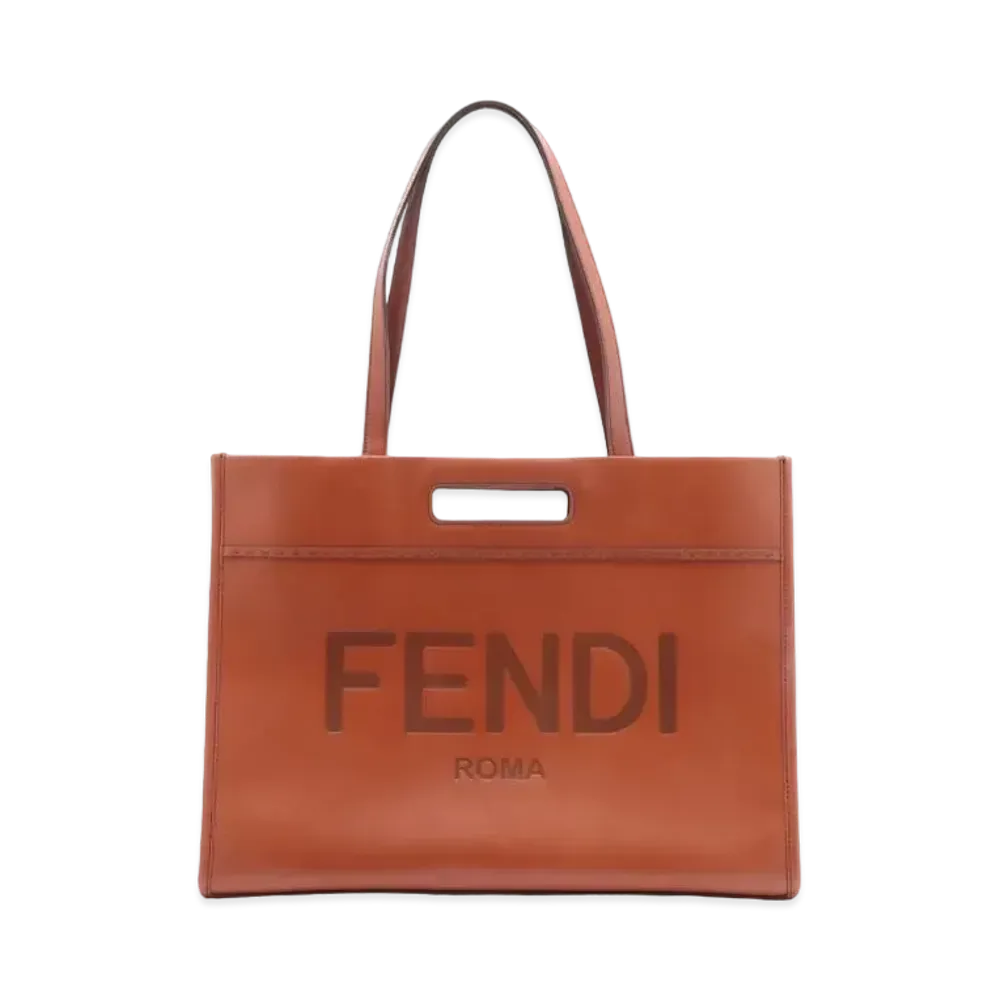 FENDI Logo Leather Tote Bag "Brown"