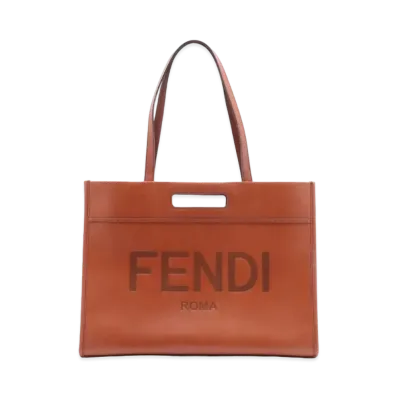 FENDI Logo Leather Tote Bag "Brown"