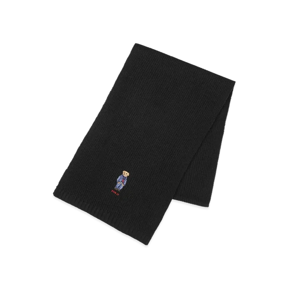 Polo Ralph Lauren Solid Denim Bear Scarf "Black"
