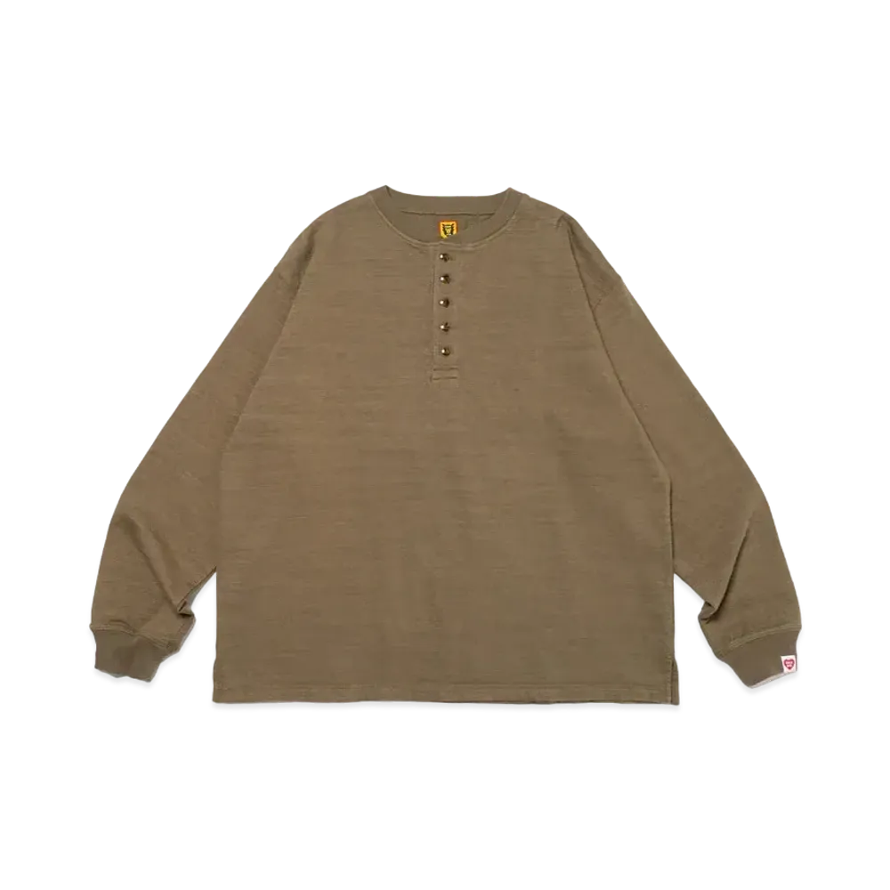 HUMAN MADE Oversized Henley Neck L/S T-Shirt "Olive Drab"
