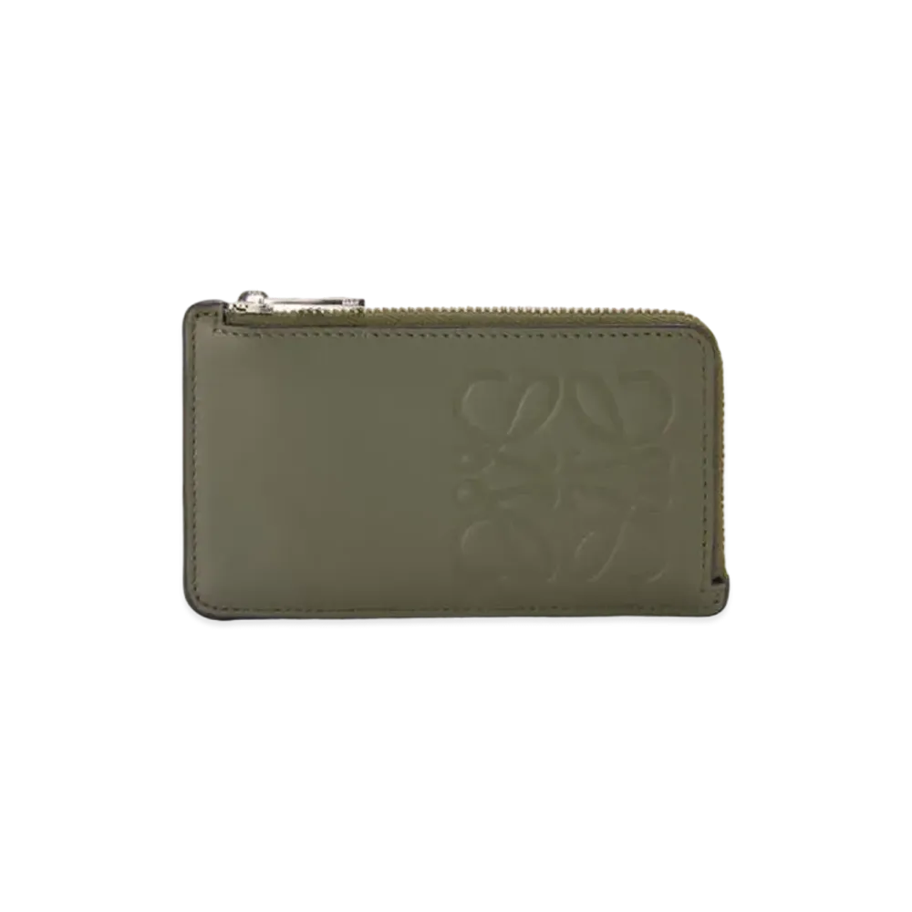 LOEWE Brand Coin Cardholder In Smooth Calfskin "Khaki Green"