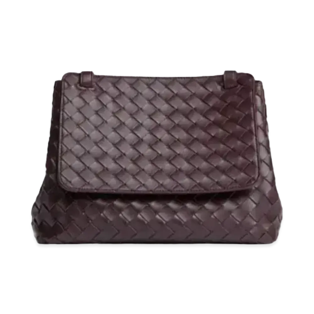 Bottega Veneta Tuck Leather Shoulder Bag "Grape"