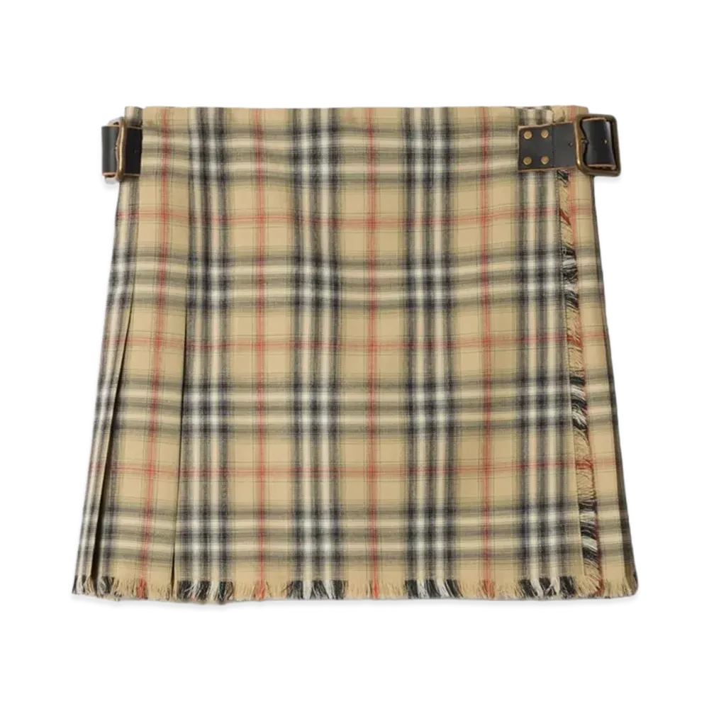 Burberry Women's Check Wool Mini Kilt "Sand Beige"