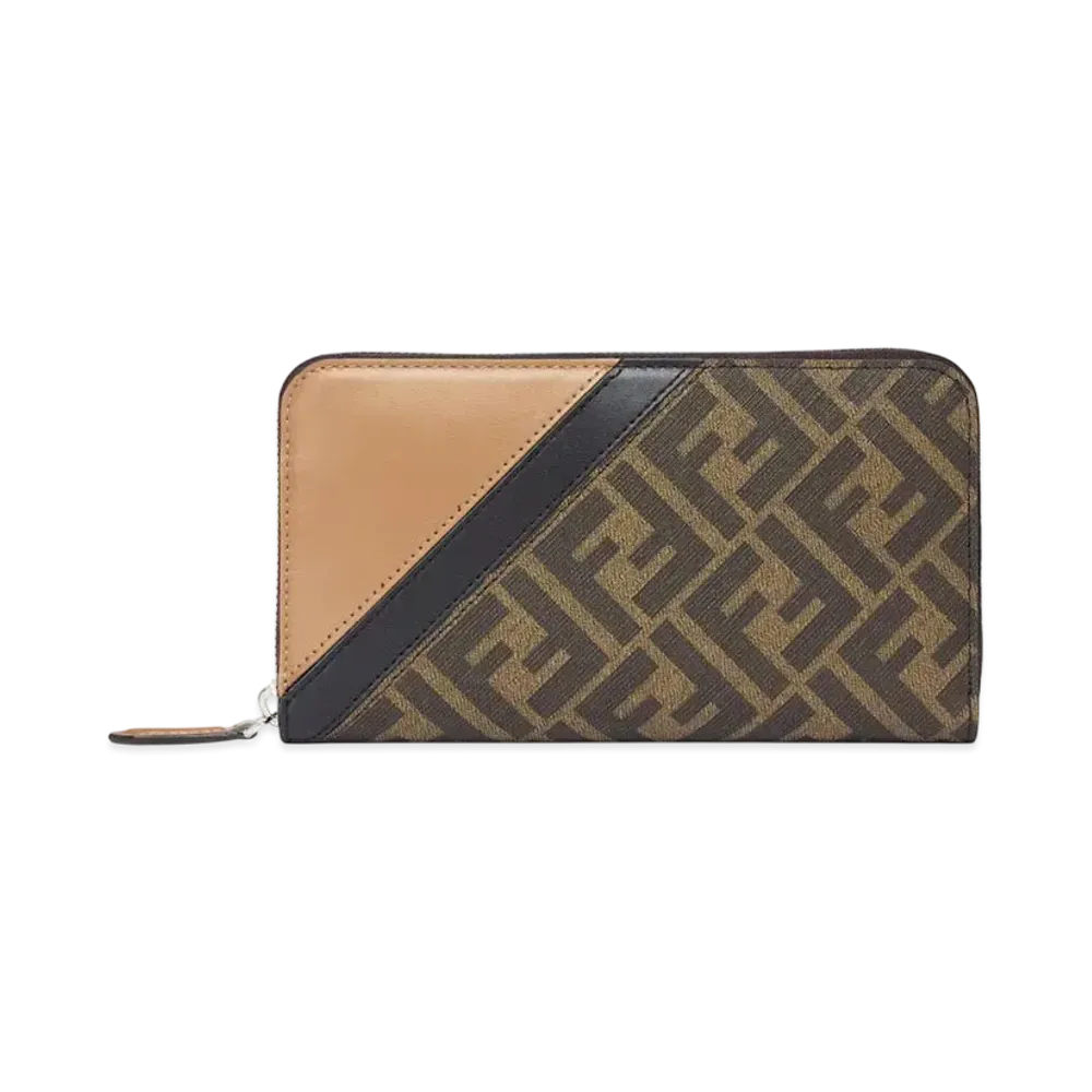 FENDI Diagonal Zip Around Fabric "Brown"