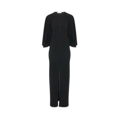 Chloe Long Cape Dress In Crepe Jersey "Black"