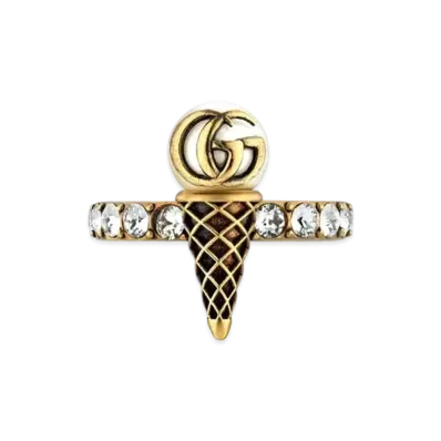 GUCCI Double G Ice Cream Ring With Crystals