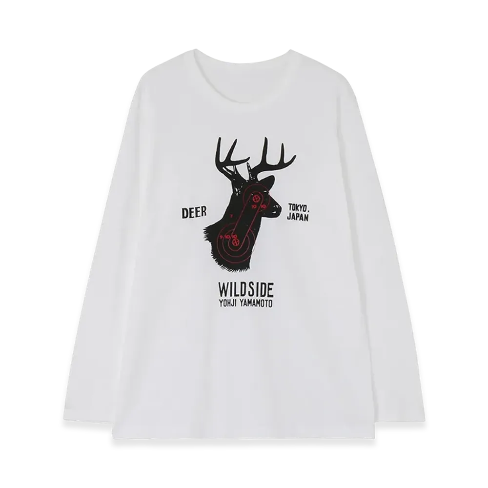 WILDSIDE YOHJI YAMAMOTO Wildside Deer Hunting Long Sleeve T-Shirt "White"