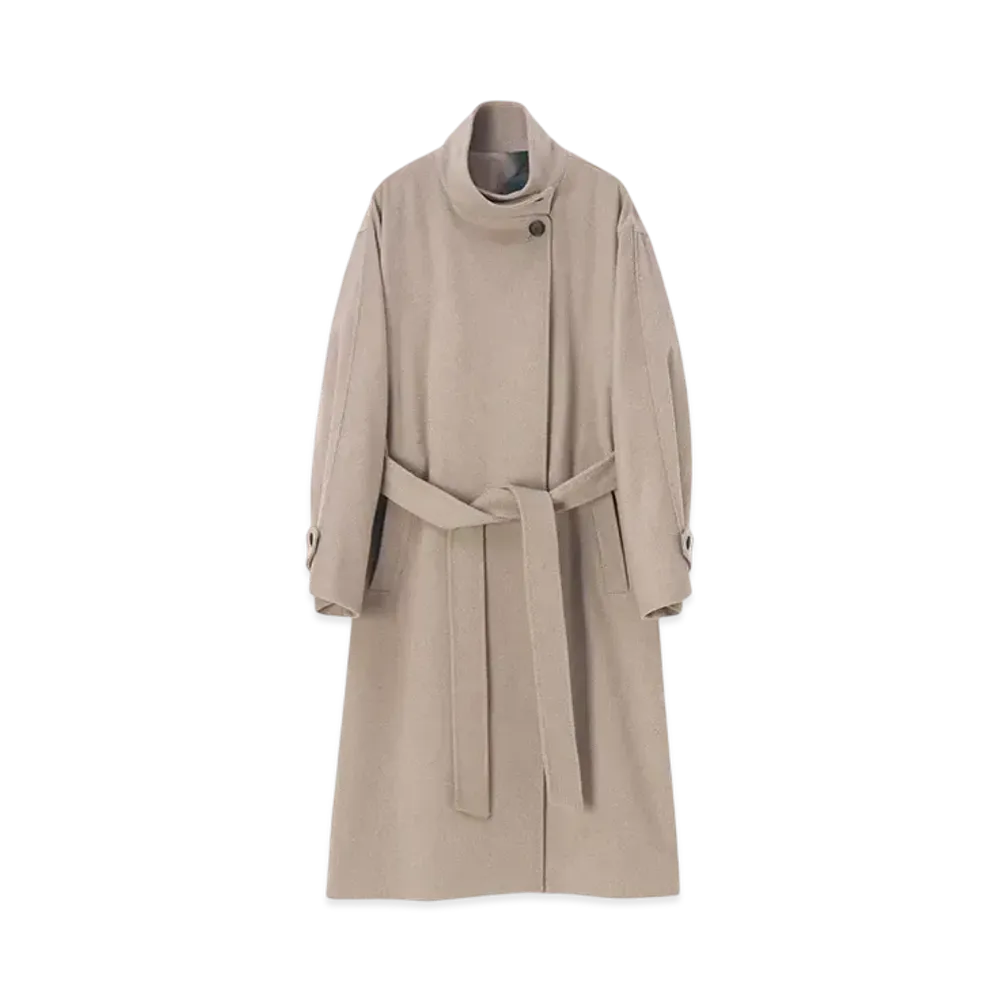 Paul Smith Women's Cashmere Blend Stand Collar Coat "GrayishBeige"
