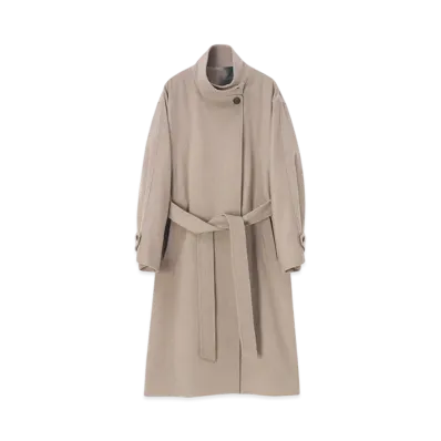 Paul Smith Women's Cashmere Blend Stand Collar Coat "GrayishBeige"