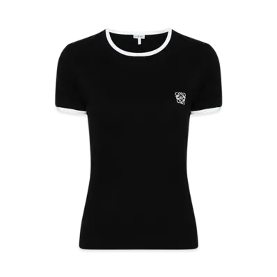 LOEWE Women's Anagram T-Shirt in Cotton "Black/White"