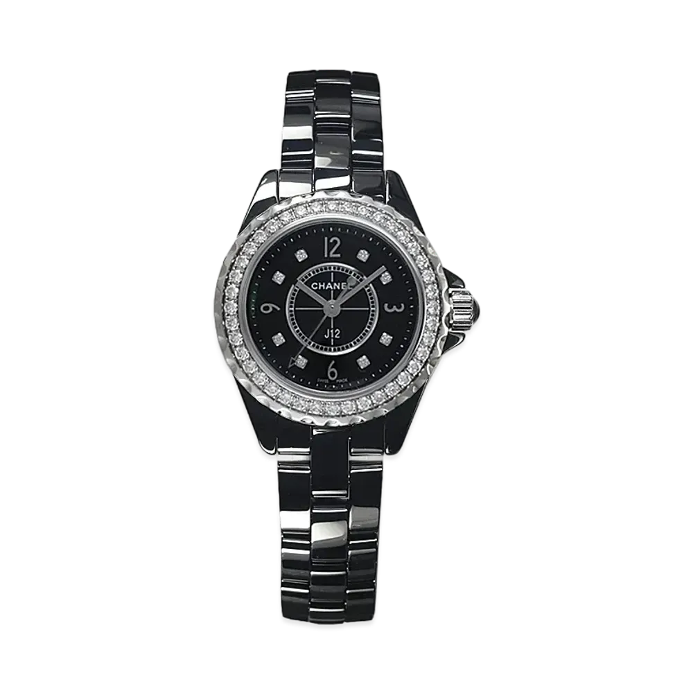 CHANEL J12 Ceramic 29mm 8P / Bezel Diamonds "Black"