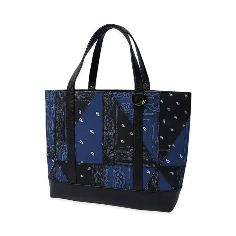 THE WORLD IS YOURS Geometric Paisiey Tote Bag (三角形) "BLACKxNAVY"
