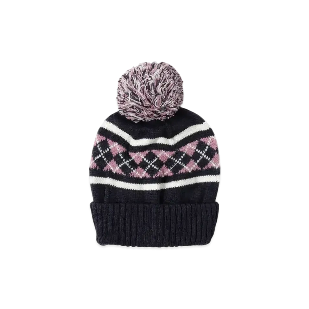 BEAMS Argyle Pom Pom Watch Cap "Navy"