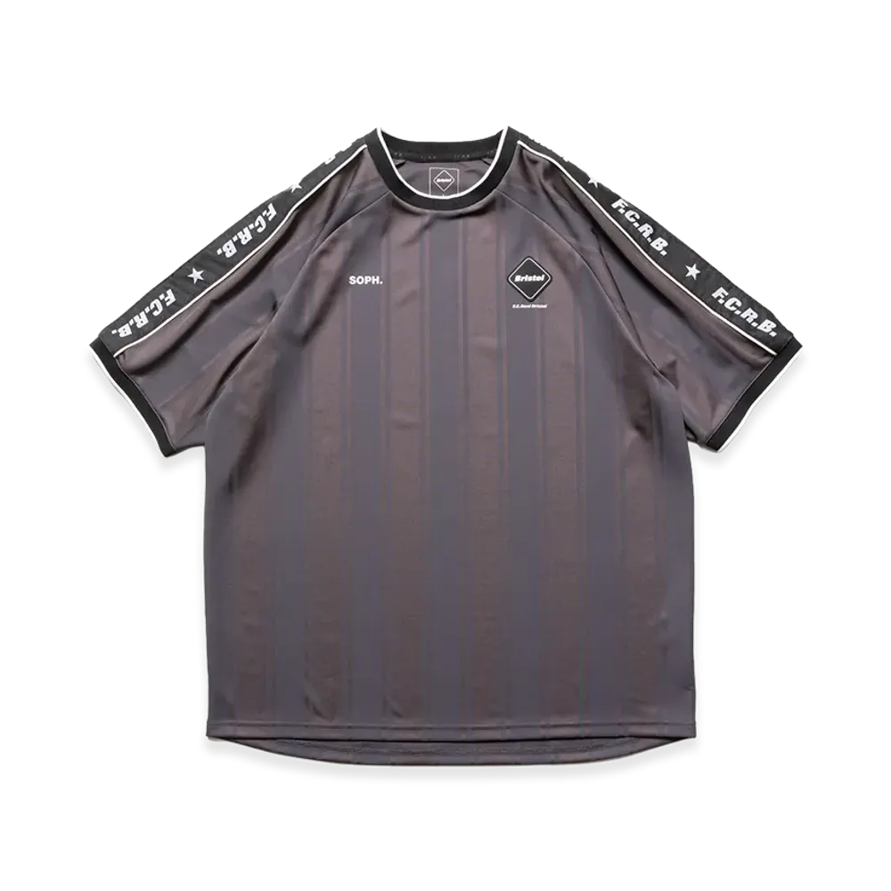 F.C.Real Bristol Shadow Weave Stripe S/S Top "Charcoal Gray"
