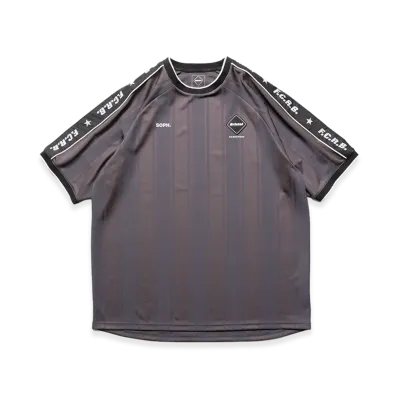 F.C.Real Bristol Shadow Weave Stripe S/S Top "Charcoal Gray"
