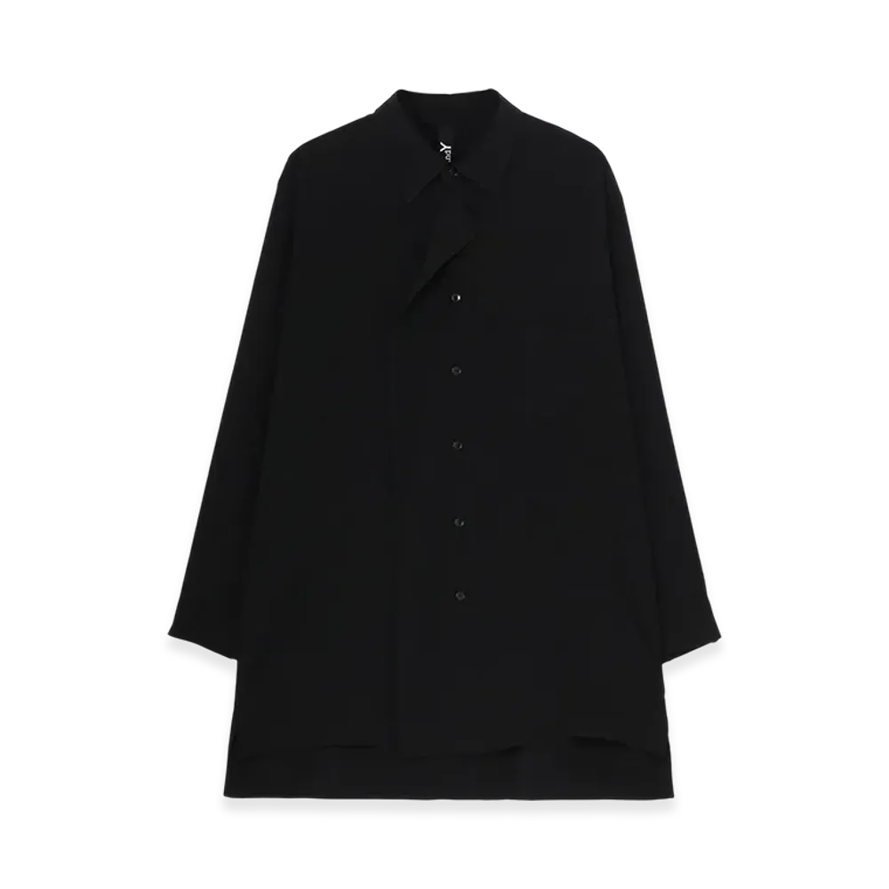 Ground Y Crepe De Chine Left Front Drape Shirt "Black"