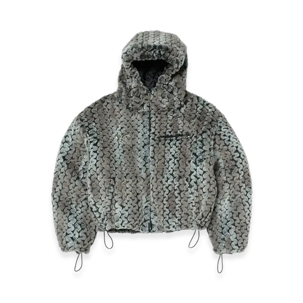 THUG CLUB TC Wavy Leopard Fur Jacket "Ivory"