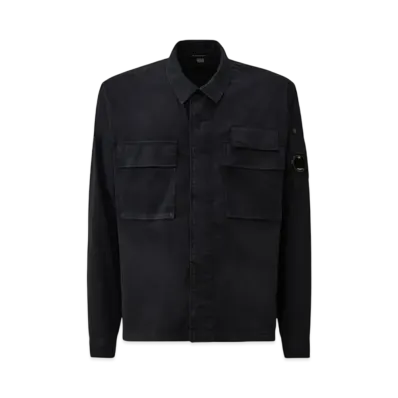 C.P. Company Organic Gabardine Utility Lens Shirt "Total Eclipse Blue"