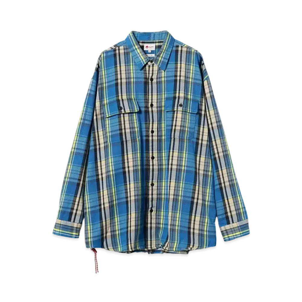 BEAMS Loose-Fit Checked Shirt "Blue"