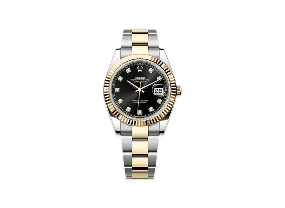 ROLEX Lady-Datejust Oystersteel & White Gold Diamonds "Black"