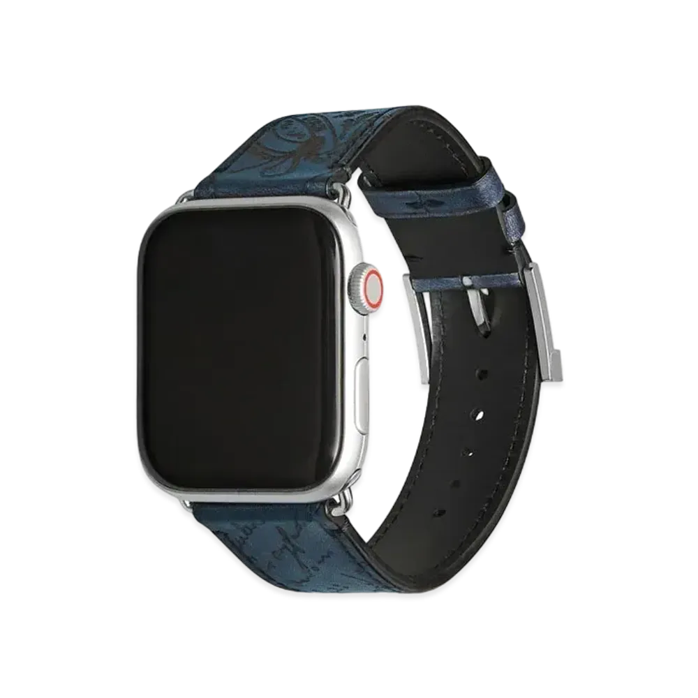 Berluti Apple Watch Bracelet Scritto Leather "Steel Blue"