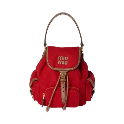 MIUMIU Canvas and Leather Backpack "Red/Brown"