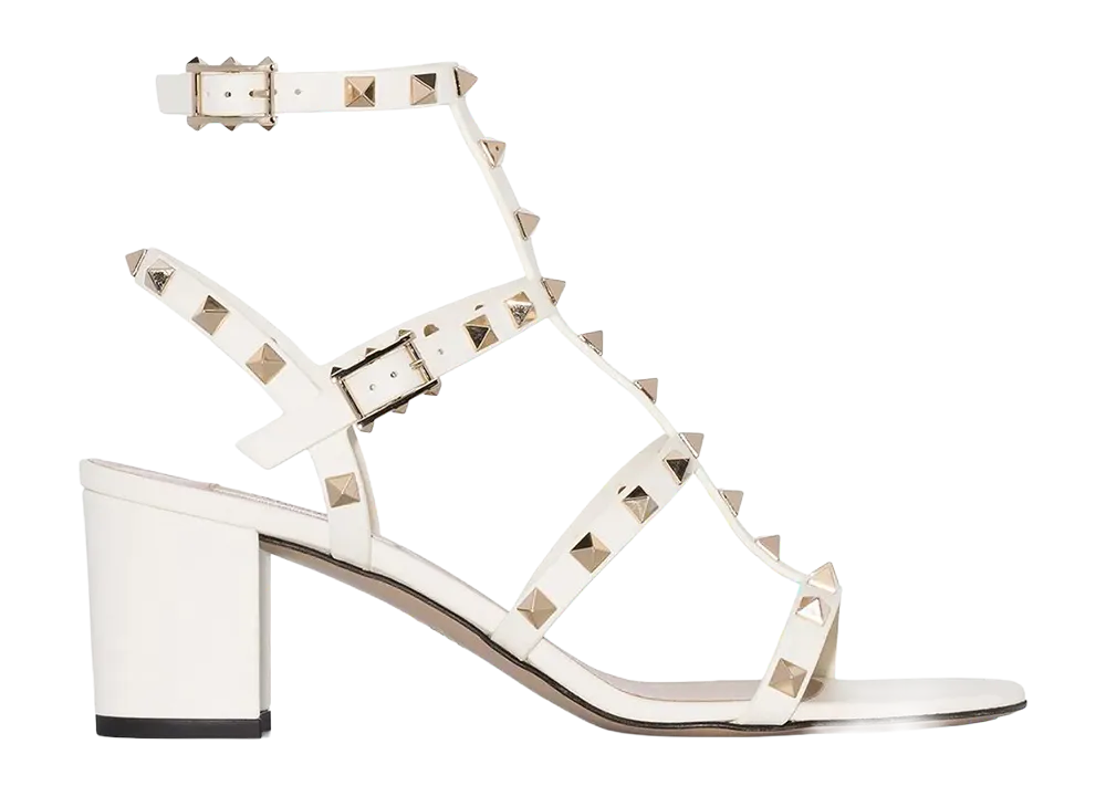 Valentino Garavani Women's Rockstud 60 Leather Ankle Strap Sandals "Light"