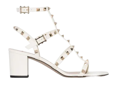 Valentino Garavani Women's Rockstud 60 Leather Ankle Strap Sandals "Light"