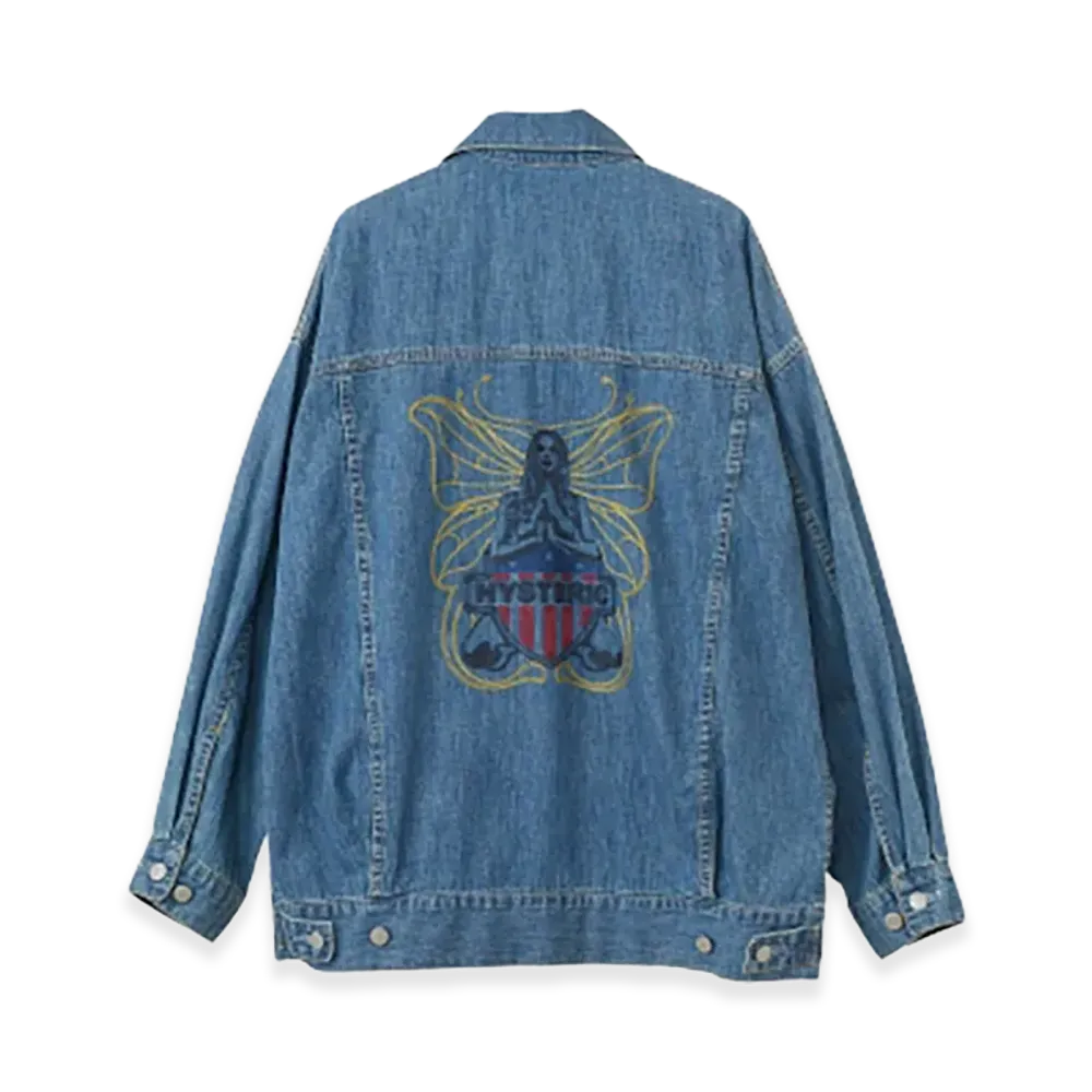 HYSTERIC GLAMOUR Levitated Girl Embroidered Oversized Denim Jacket "Light Indigo Blue"