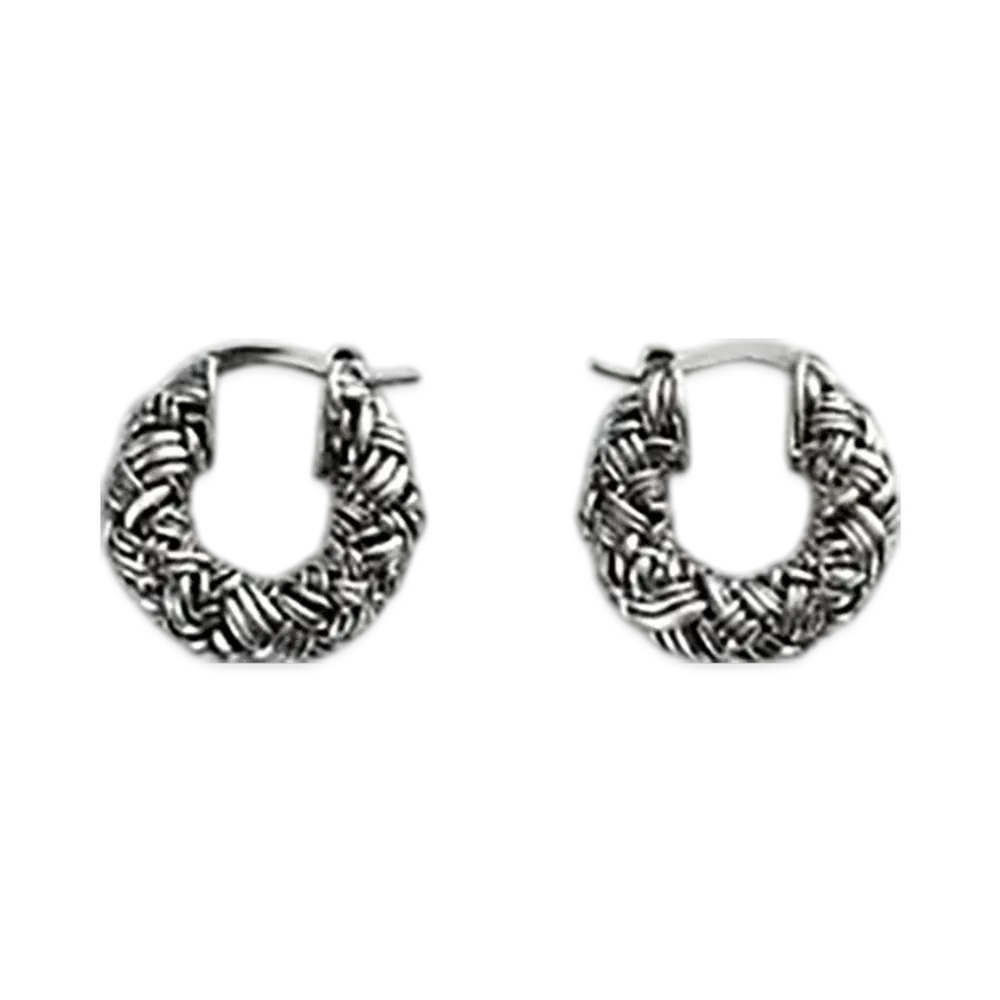 Bottega Veneta Intreccio Hoop Earrings "Silver"