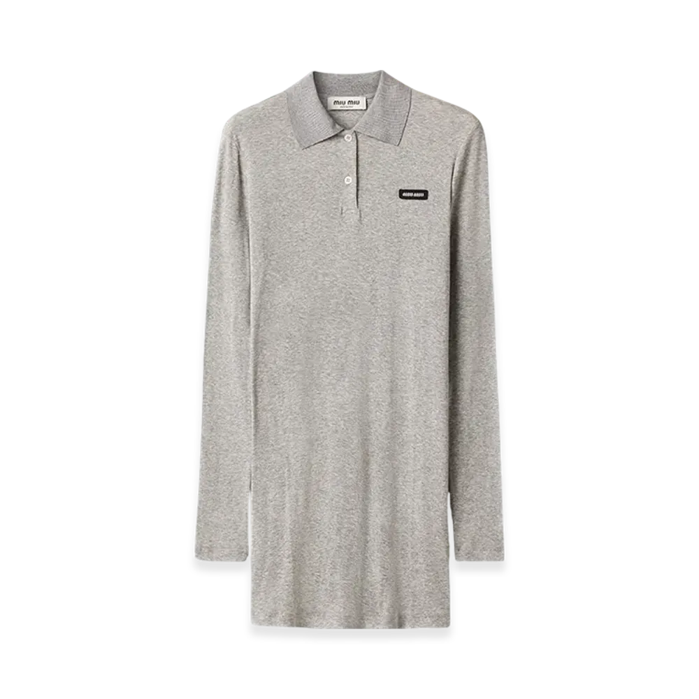 MIU MIU Women's Ribbed Jersey Mini-Dress "Grey"
