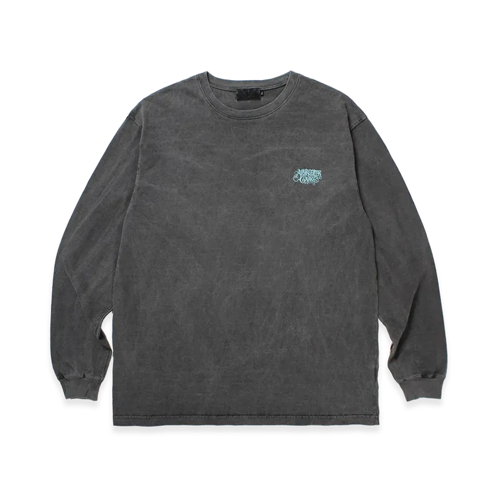 APHRODITEGANG Small Classic Logo Embroidery Garment Dye L/S Tee "Black/Blue"