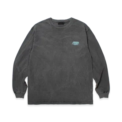 APHRODITEGANG Small Classic Logo Embroidery Garment Dye L/S Tee "Black/Blue"