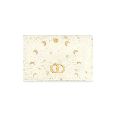 Dior Caro Glycine Wallet Calfskin with Dior Astral Print "Latte/Gold"